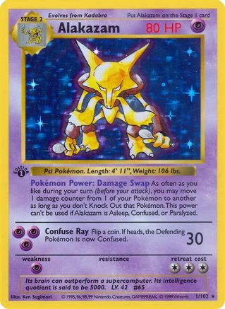Alakazam - Unlimited Holofoil Base Set Shadowless - Holo Rare
