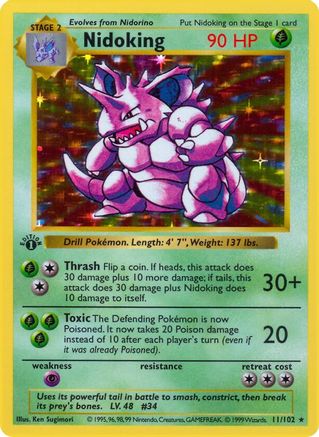 Nidoking/102 - Unlimited Holofoil Base Set Shadowless - Holo Rare