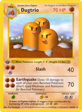 Dugtrio/102 - Unlimited Base Set Shadowless - Rare