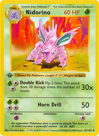 Nidorino 037 - Unlimited Base Set Shadowless - Uncommon