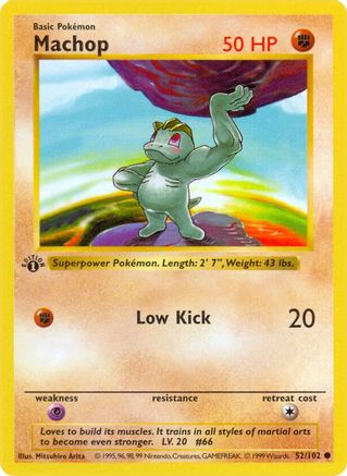 Machop 052 - Unlimited Base Set Shadowless - Common