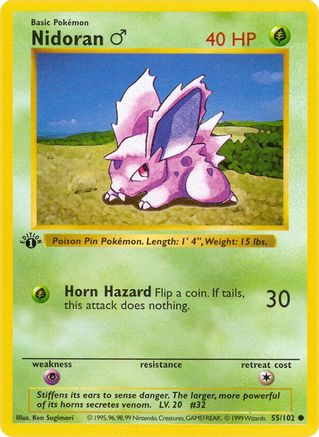 Nidoran M 055 - Unlimited Base Set Shadowless - Common