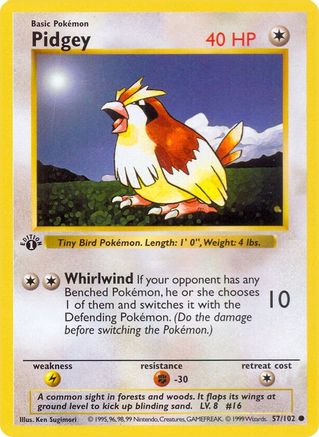 Pidgey 057 - Unlimited Base Set Shadowless - Common