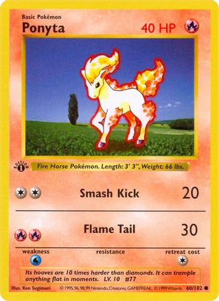Ponyta 060 - Unlimited Base Set Shadowless - Common
