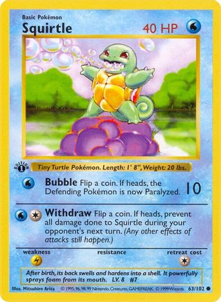 Squirtle 063 - Unlimited Base Set Shadowless - Common