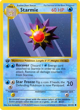 Starmie 064 - Unlimited Base Set Shadowless - Common