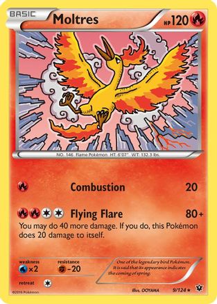 Moltres 009/124  - Reverse Holofoil XY  Fates Collide - Rare