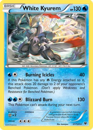 White Kyurem 021/124 - Holofoil XY Fates Collide - Holo Rare