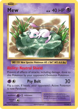 Mew 053/108 - Holofoil XY Evolutions - Holo Rare