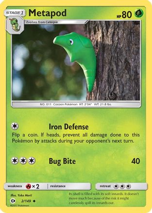 Metapod 002 SM Base Set - Uncommon