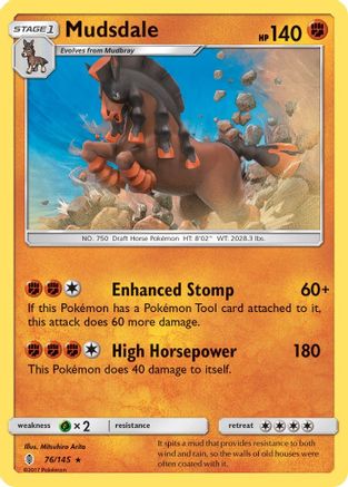 Mudsdale 076/145 - Reverse Holofoil SM Guardians Rising - Holo Rare