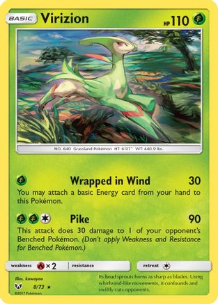 Virizion 008/73 - Holofoil Shining Legends - Holo Rare
