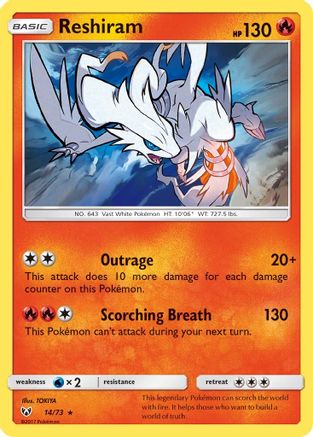 Reshiram 014 - Reverse Holofoil Shining Legends - Holo Rare