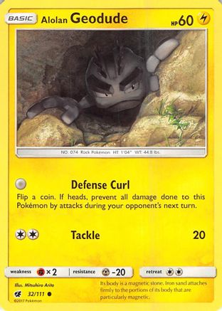 Alolan Geodude 032/111 - Reverse Holofoil SM Crimson Invasion - Common