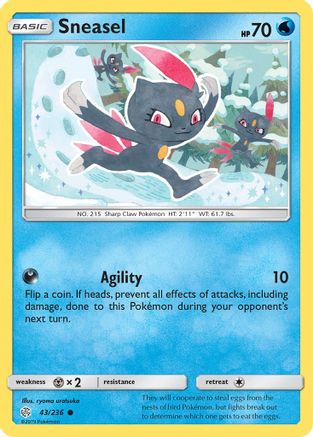 Sneasel 043 - Reverse Holofoil SM Cosmic Eclipse - Common