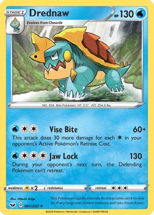 Drednaw 061/202 - Reverse Holofoil SWSH01 Sword & Shield Base Set - Rare
