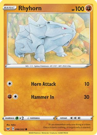 Rhyhorn (096) (096) 096 SWSH01 Sword & Shield Base Set - Common