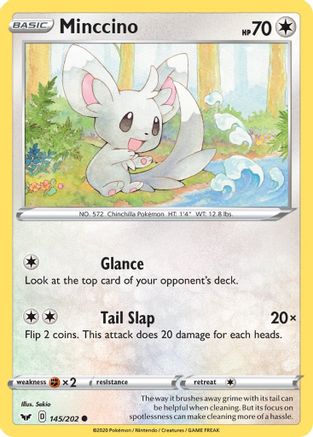 Minccino (145) (145) 145 - Reverse Holofoil SWSH01 Sword & Shield Base Set - Common