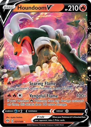 Houndoom V 021/189 - Holofoil SWSH03 Darkness Ablaze - Ultra Rare