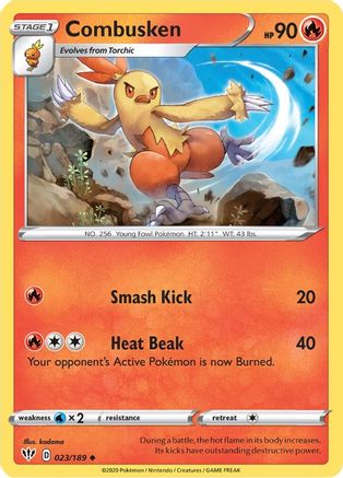 Combusken 023 - Reverse Holofoil SWSH03 Darkness Ablaze - Uncommon