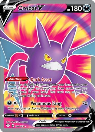 Crobat V (Full Art) 182/189 - Holofoil SWSH03 Darkness Ablaze - Ultra Rare