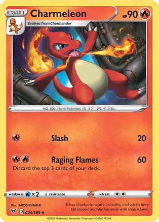 Charmeleon 024/185 - Reverse Holofoil SWSH04 Vivid Voltage - Uncommon