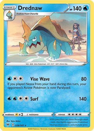 Drednaw 039/185 - Reverse Holofoil SWSH04 Vivid Voltage - Rare