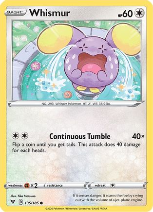 Whismur 135/185 - Reverse Holofoil SWSH04 Vivid Voltage - Common