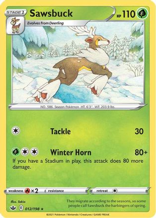 Sawsbuck 012/198 - Reverse Holofoil SWSH06 Chilling Reign - Rare