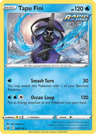 Tapu Fini 040/198 - Holofoil SWSH06 Chilling Reign - Holo Rare