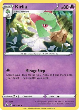 Kirlia 060/198 - Reverse Holofoil SWSH06 Chilling Reign - Uncommon