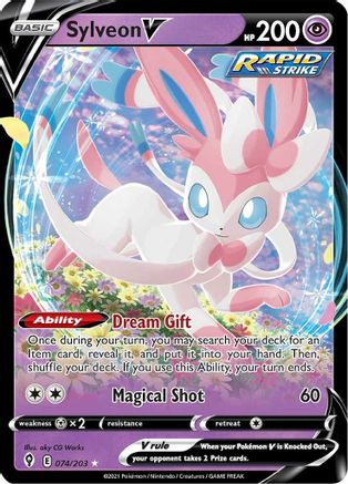 Sylveon V 074/203 - Holofoil SWSH07 Evolving Skies - Ultra Rare