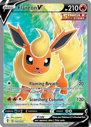 Flareon V (Full Art) 169/203 - Holofoil SWSH07 Evolving Skies - Ultra Rare