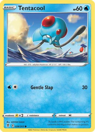 Tentacool 026 - Reverse Holofoil SWSH07 Evolving Skies - Common