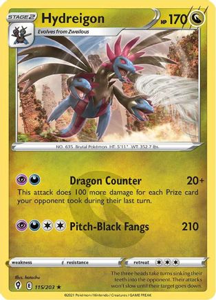 Hydreigon 115/203 - Holofoil SWSH07 Evolving Skies - Holo Rare