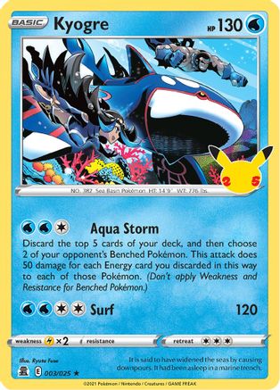 Kyogre 003/025 - Holofoil Celebrations - Holo Rare