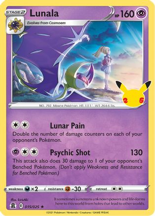 Lunala 015/025 - Holofoil Celebrations - Holo Rare