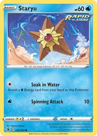 Staryu 052/264 - Reverse Holofoil SWSH08 Fusion Strike - Common