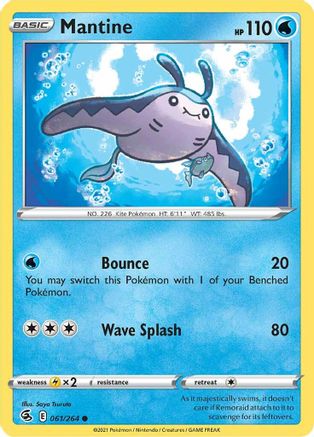 Mantine 061/264 - Reverse Holofoil SWSH08 Fusion Strike - Common
