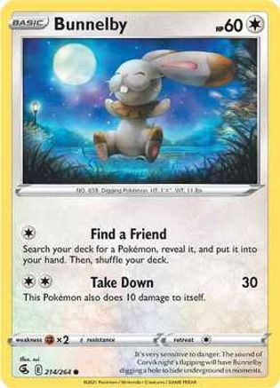 Bunnelby 214/264 - Reverse Holofoil SWSH08 Fusion Strike - Common