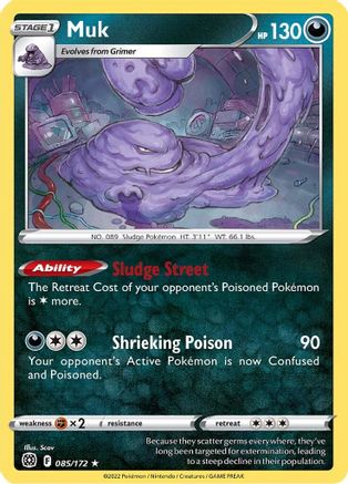 Muk 085/172 - Reverse Holofoil SWSH09 Brilliant Stars - Rare