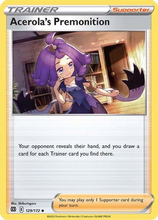 Acerola's Premonition 129/172  - Reverse Holofoil SWSH09 Brilliant Stars - Uncommon