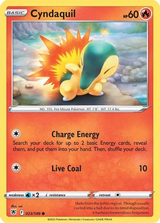 Cyndaquil 023/189 - Reverse Holofoil SWSH10 Astral Radiance - Common