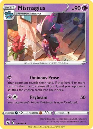 Mismagius 059/189 - Reverse Holofoil SWSH10 Astral Radiance - Rare