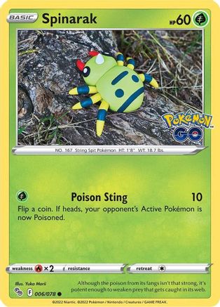 Spinarak 006/078 - Reverse Holofoil Pokemon GO - Common
