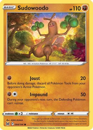 Sudowoodo 094/196 - Reverse Holofoil SWSH11 Lost Origin - Common