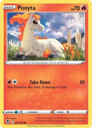 Ponyta 021/195 - Reverse Holofoil SWSH12 Silver Tempest - Common