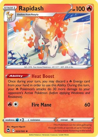 Rapidash 022/195 - Holofoil SWSH12 Silver Tempest - Holo Rare