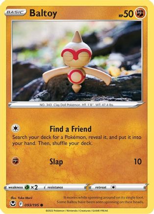 Baltoy 093/195 - Reverse Holofoil SWSH12 Silver Tempest - Common