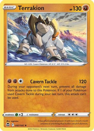 Terrakion 097/195 - Holofoil SWSH12 Silver Tempest - Holo Rare